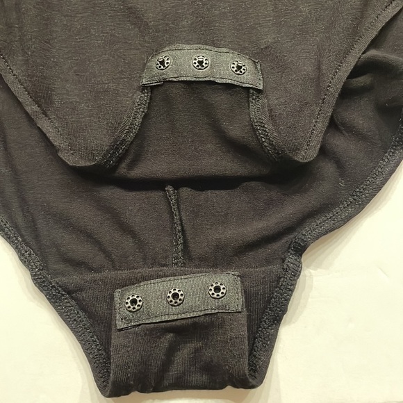 H&M women’s black jersey MESH Sheer V long sleeve bodysuit / leotard size L - Picture 10 of 11